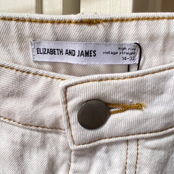 Elizabeth & James High Rise Vintage Straight Jeans in Cream White , Size 14/32 - Picture 4 of 8